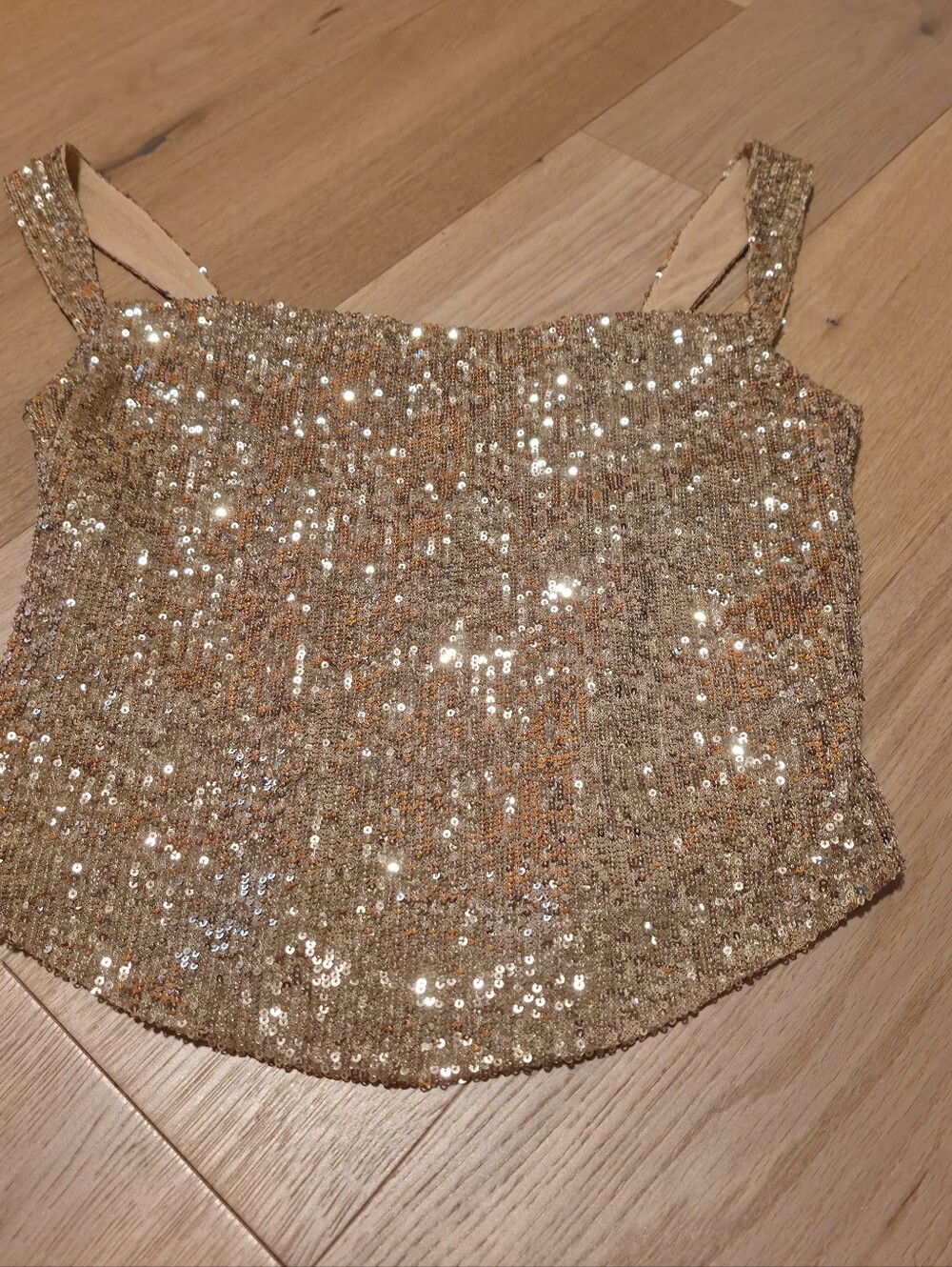 Anthropologie Gold Sequin Crop Tank